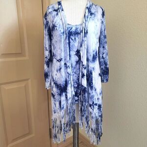 Sole Dione Studio tie dye tank top and fringe cardigan S